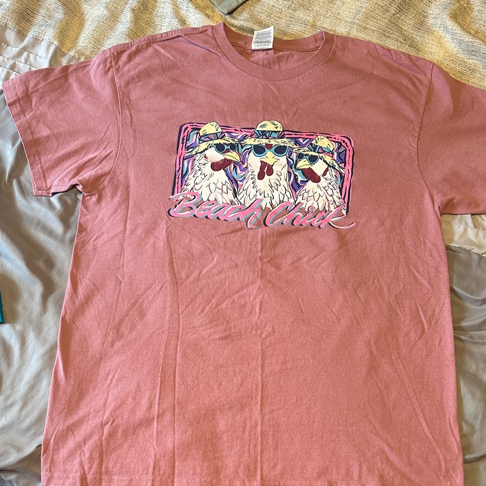 Pink Graphic T-Shirt with chickens